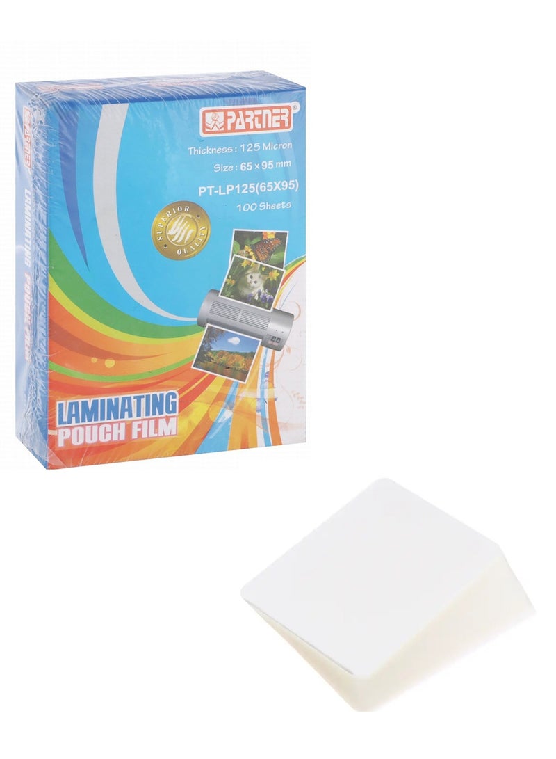 PARTNER 100-Piece Laminating Pouch Small Size For ID Cards 65x95mm - Image 1